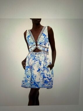 Camilla Blue🩵 and White Floral Cutout Mini Dress